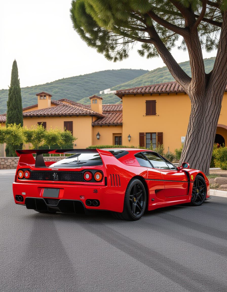 Vibrant Red Ferrari F50 GT on Coastal Road