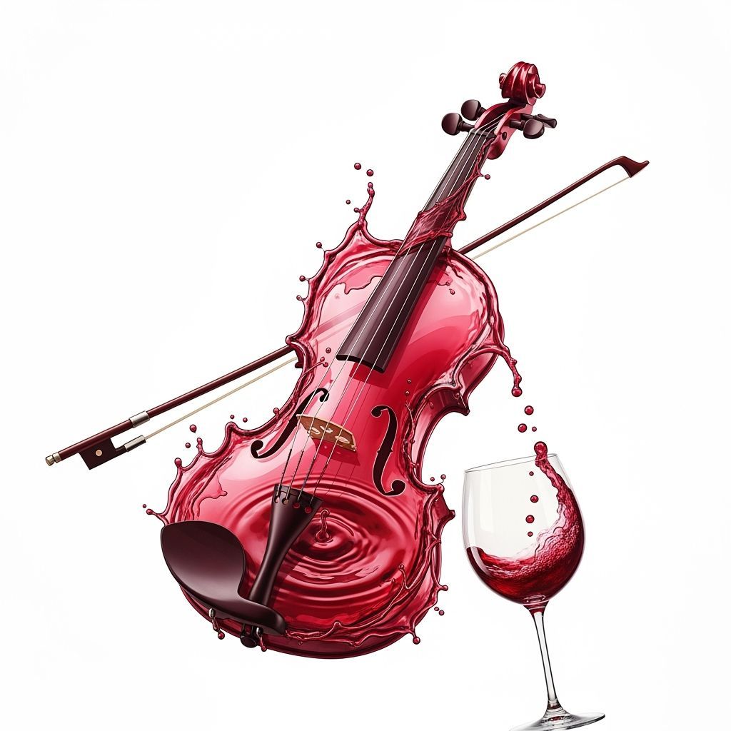 Liquid Red Wine Violin Sculpture Rippling with Motion