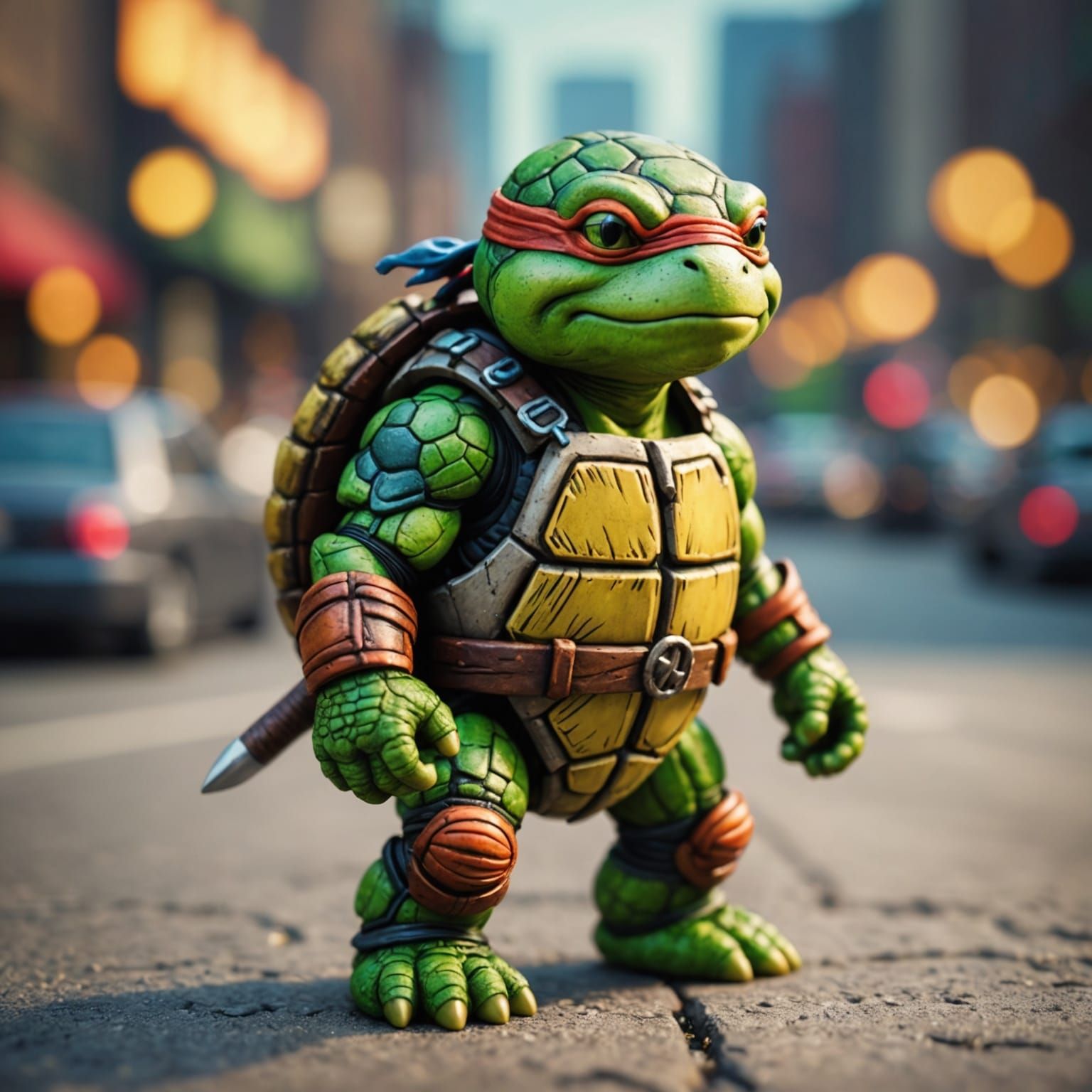 Cute Miniature Ninja Turtle with Bokeh