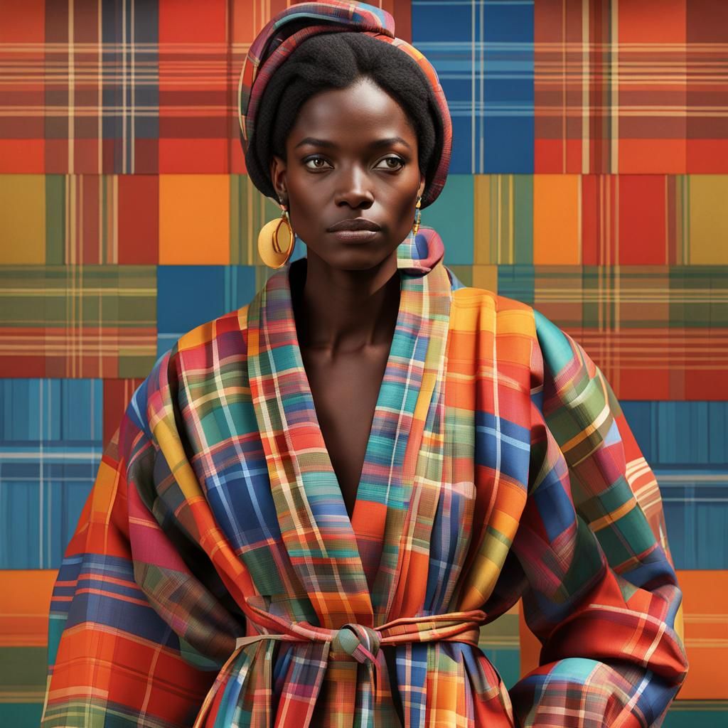 Creole Woman in Colorful Madras Robe: 3D Render