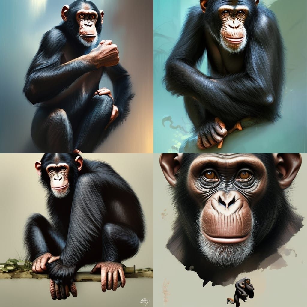 chimpanzee going to work in suite head and shoulders portrait, 8k resolution concept art portrait by Greg Rutkowski, Art...