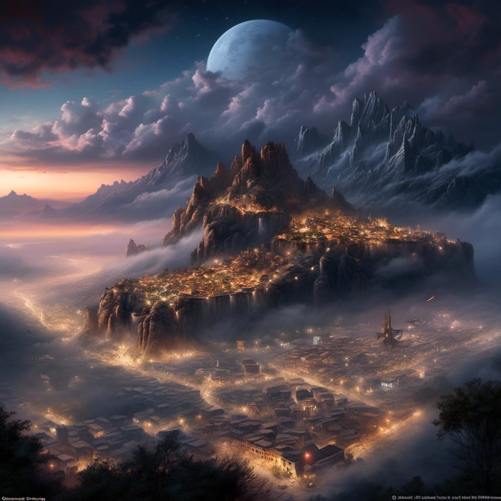 Antalya, Turkey, at Night: Hyperrealistic Mountain View