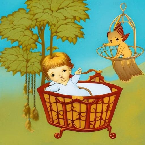 Golden Fairy Hiding in Baby Mobile