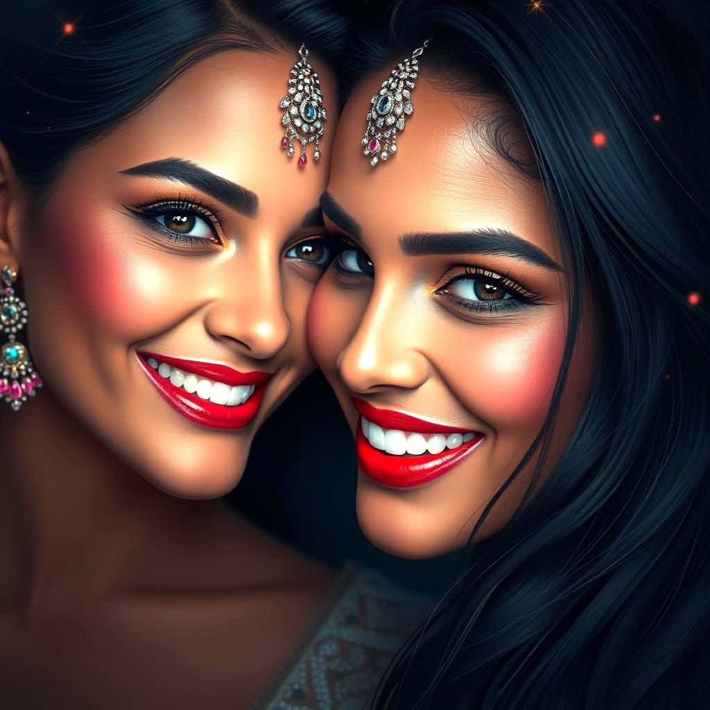 Stunning Indian Woman on Beach in Moonlight