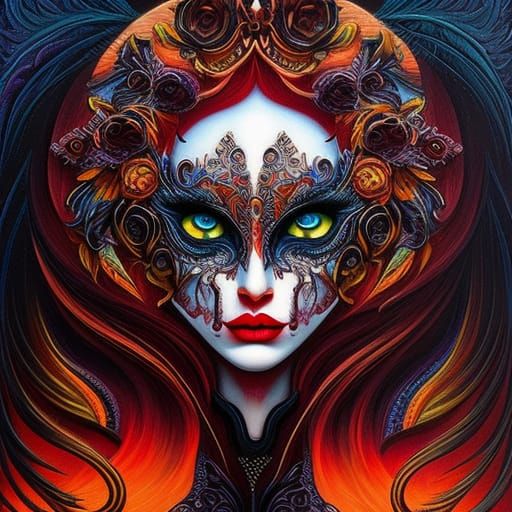 Colorful Mixed Media Floral Art in Neo-Impressionism Style