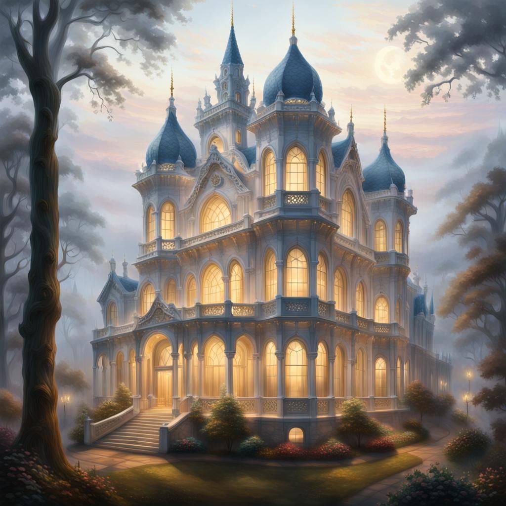 Ethereal Modern Building in Golden Light