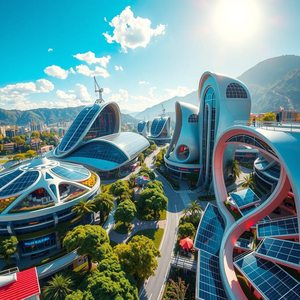 Sustainable Cityscape in Iridescent Hues