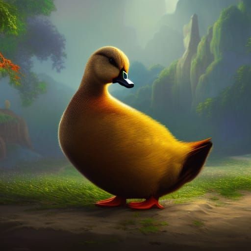 Duck in Potatoes: Detailed Matte Painting