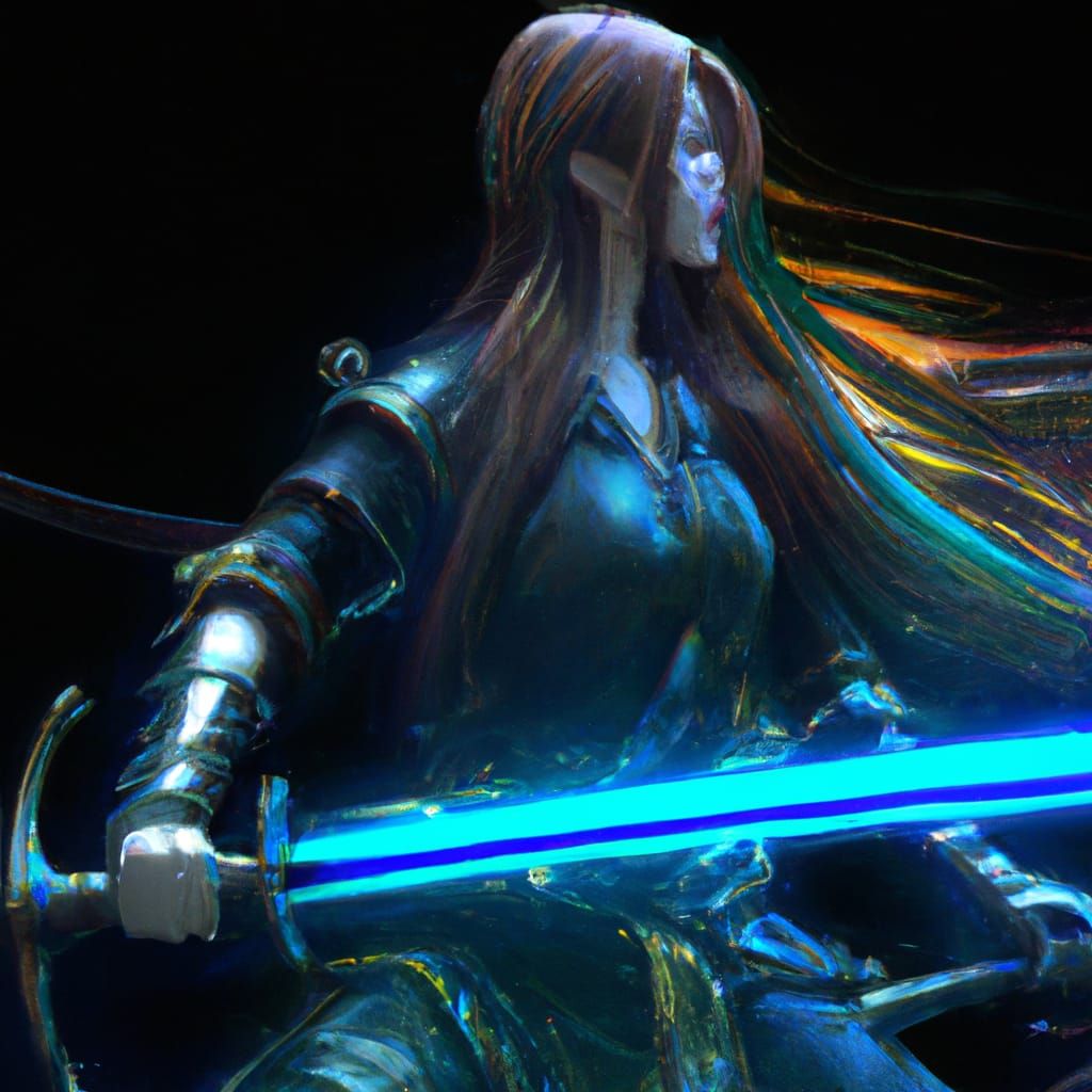 Cyberpunk Samurai Girl with Double Katanas