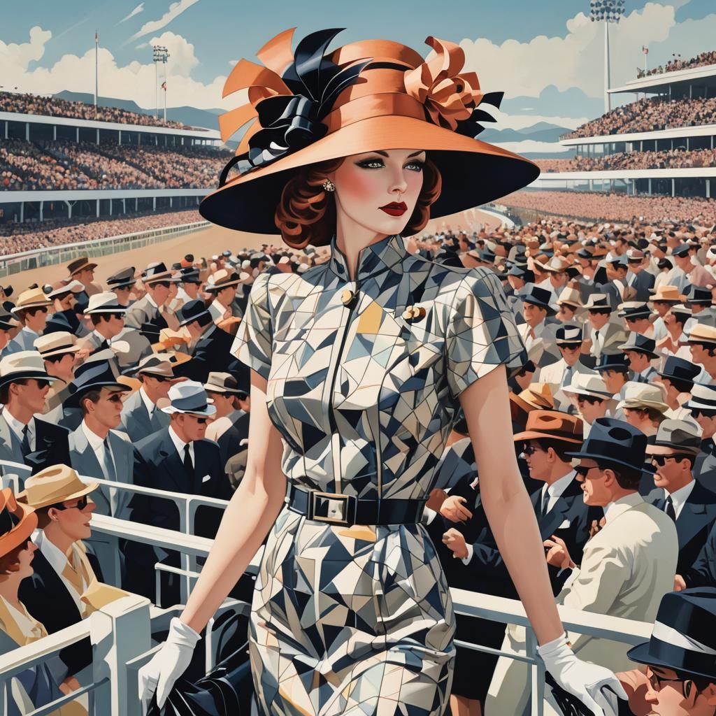 Art Deco Horse Race at Glamorous Racetrack