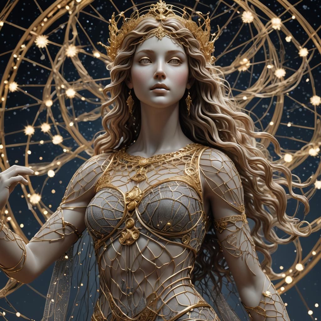 Wire Mesh Goddess in Starry Night