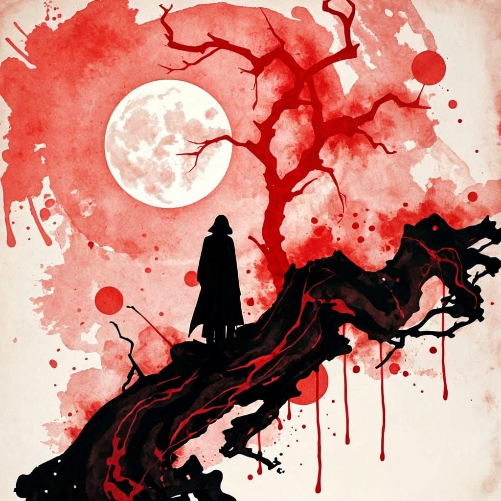 Abstract Red Ink Darkness