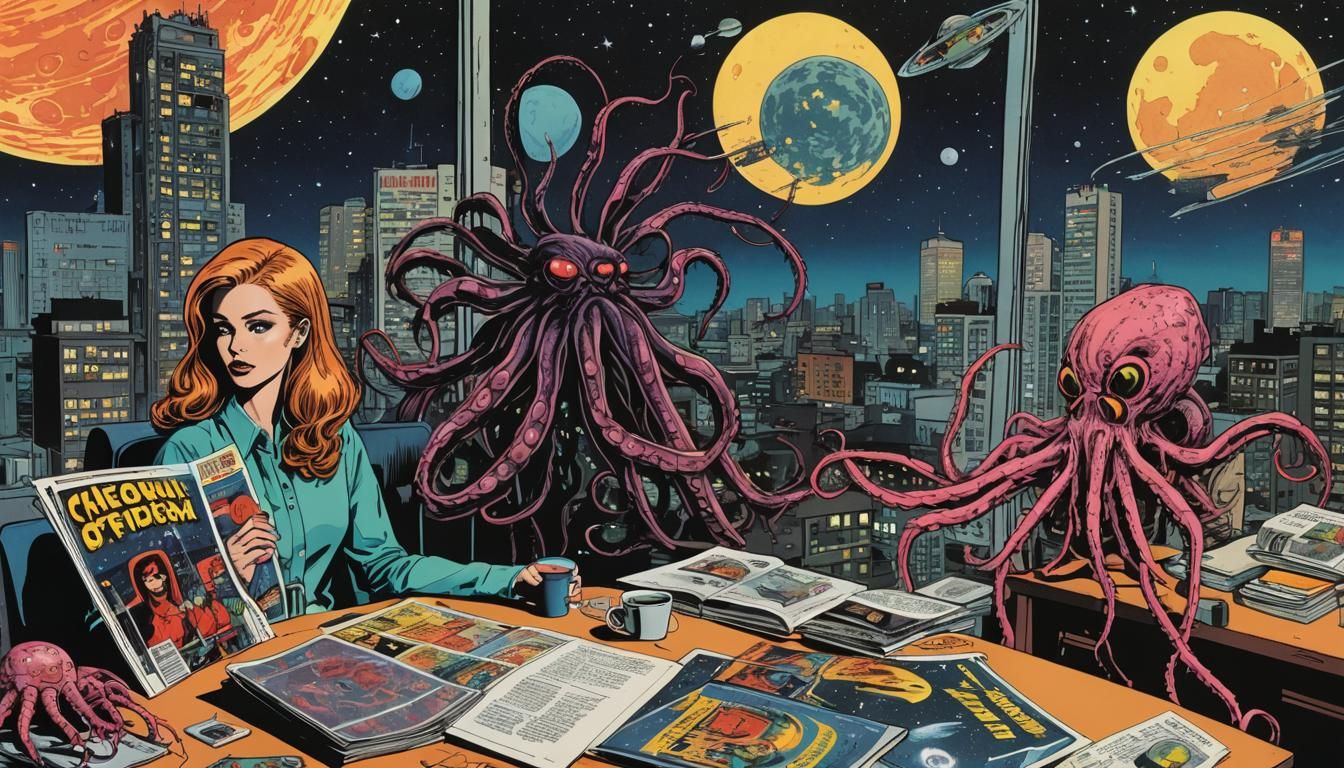 Retro Eastern European Sci-Fi Scene in Neon