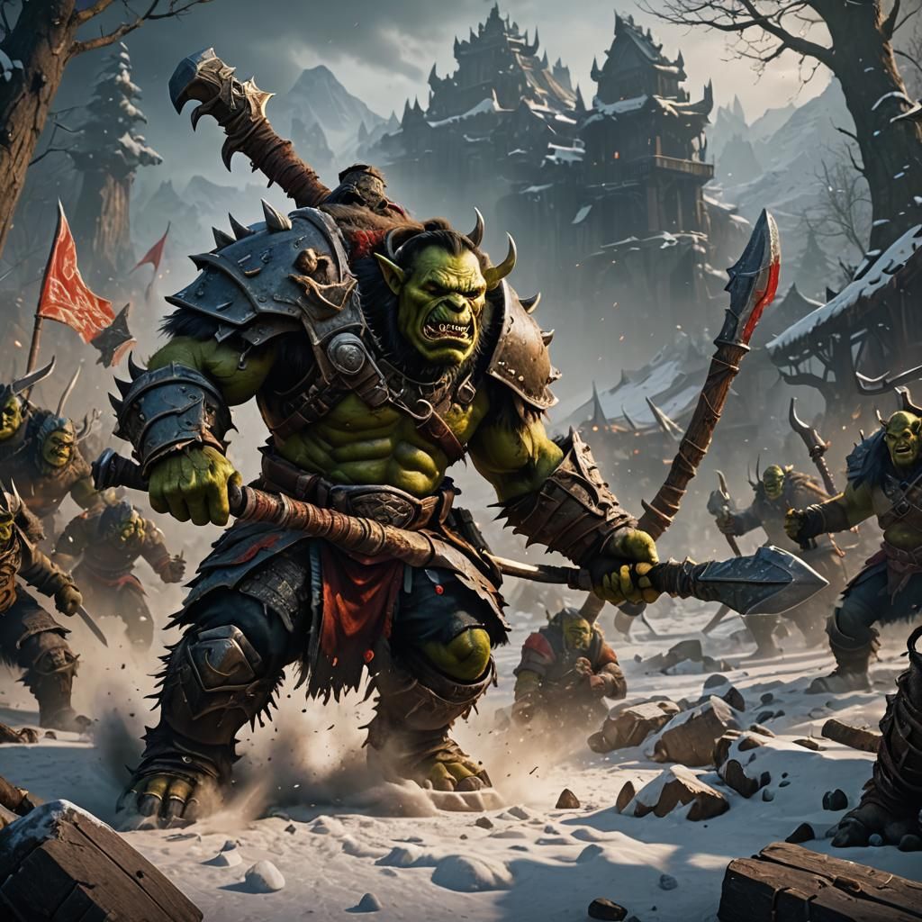 Orc Warrior with Sledgehammer: Fantasy Concept Art