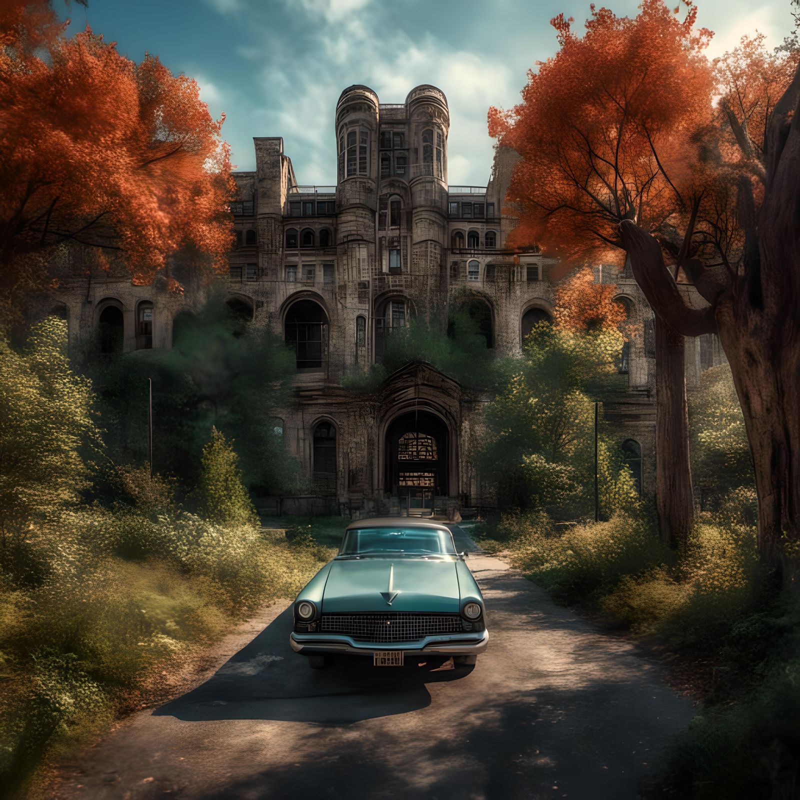 Detailed Palace Garden Digital Matte Painting