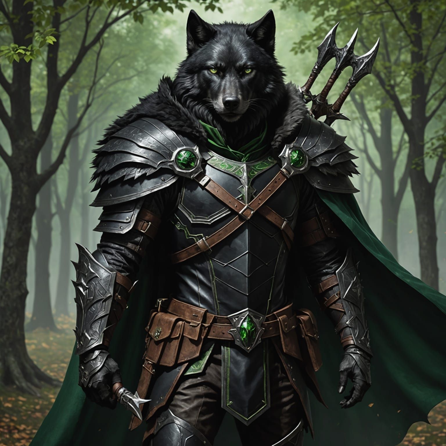 Lycan Archer: Black Wolf in Leather Armor