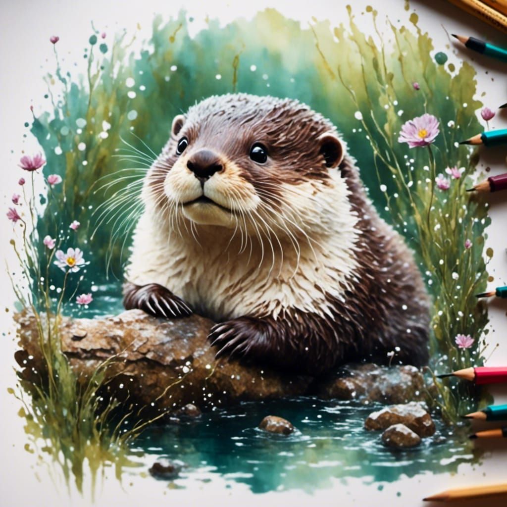 Cute Otter in Hyperrealism