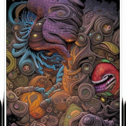 Trippy Worms in Comic Book Art Style
