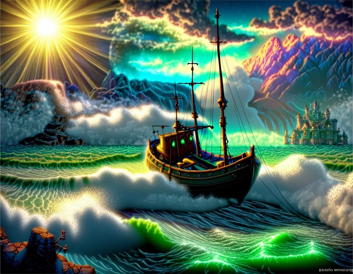 Ethereal Celestial Seascape in Pastel Hues