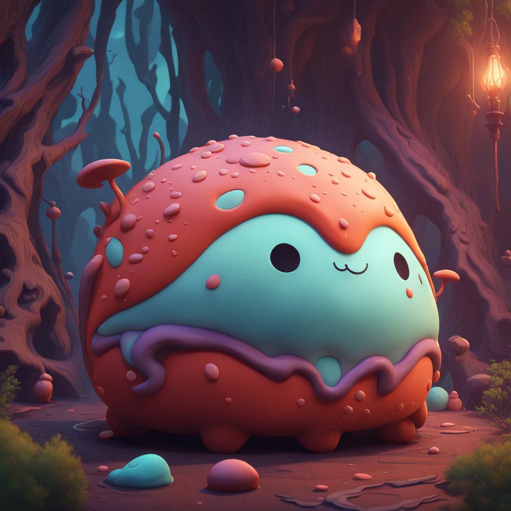 Detailed Squishmallow Matte Painting in Deep Color