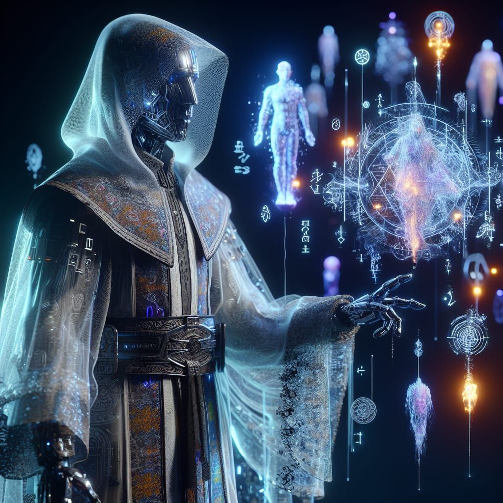 Cybernetic Battle-Mage: Medieval Meets Future in Surreal Sty...