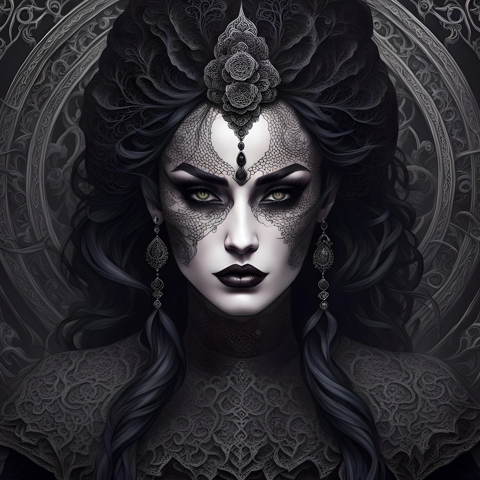 Detailed Gothic Woman with Smoky, Ethereal Appearance