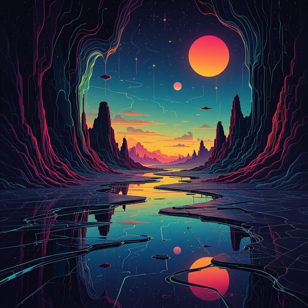 Surreal Distortion Cyberpunk Dreamscape