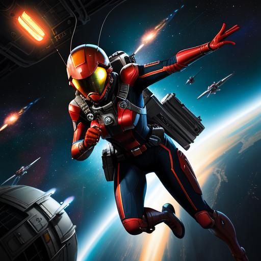 Sci-Fi Heroine on Space Station in Comic Book Art