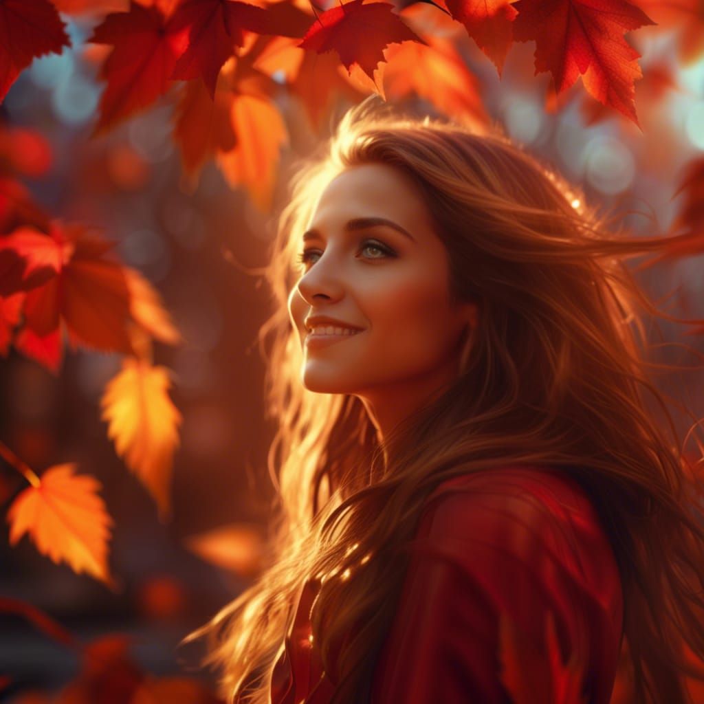 Woman DJ in Autumnal Sunshine, Digital Art