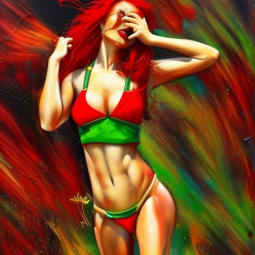 Woman on Horse in Graffiti Splash Art Style