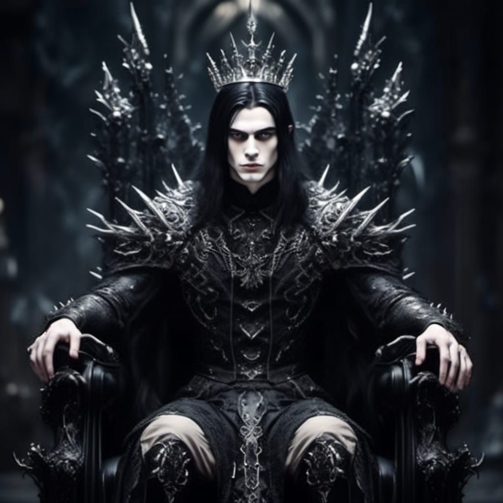 Dark Lord Sauron on Throne in Gothic Hall