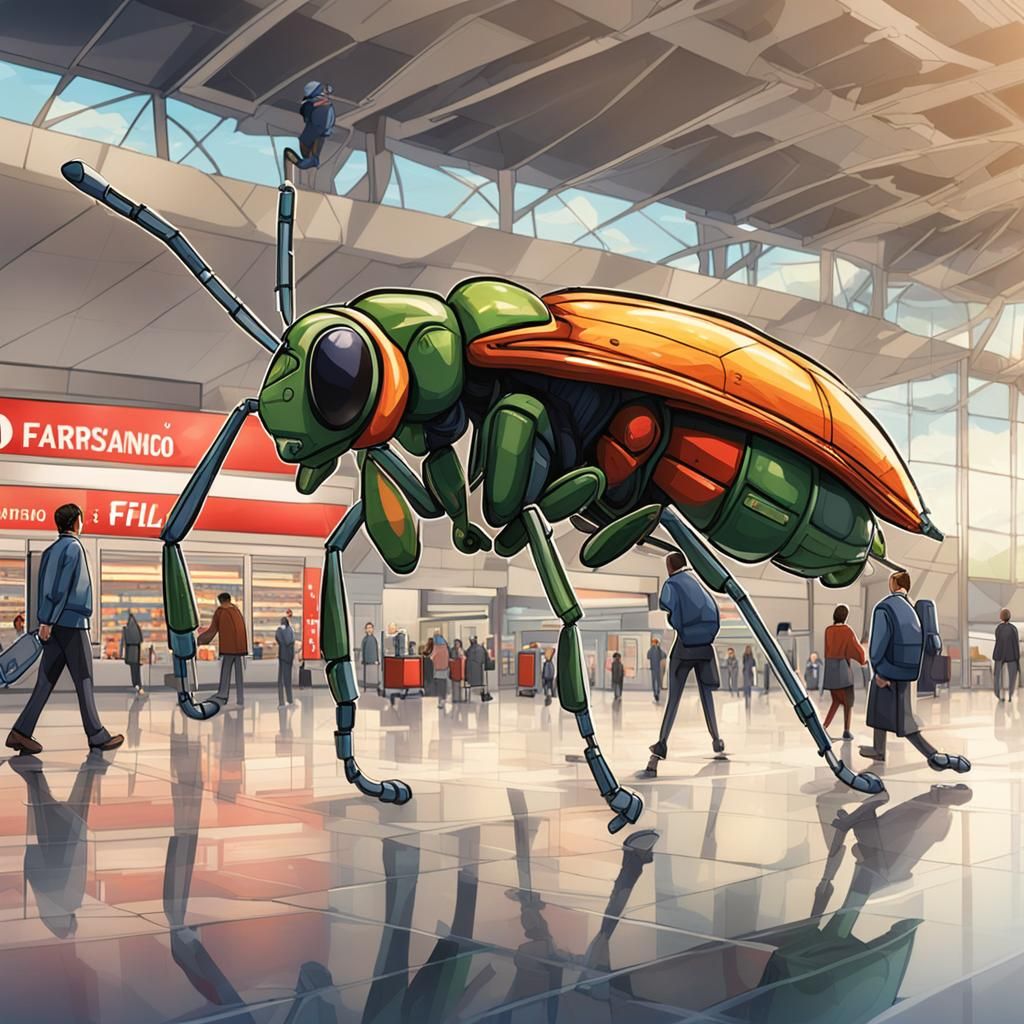 CGI Cartoon Insect Causes Queue Chaos