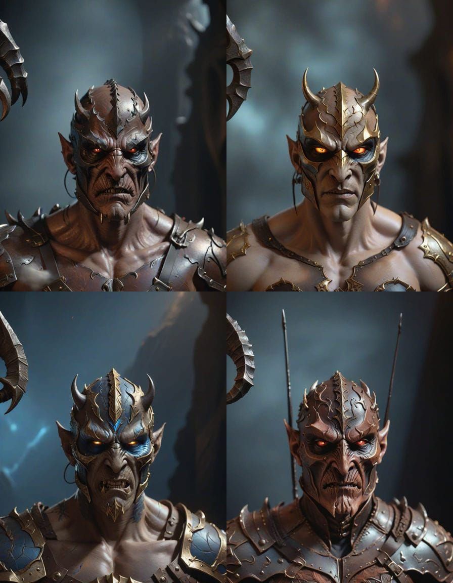 Ancient Demon in Leather Armor, Acrylic Art