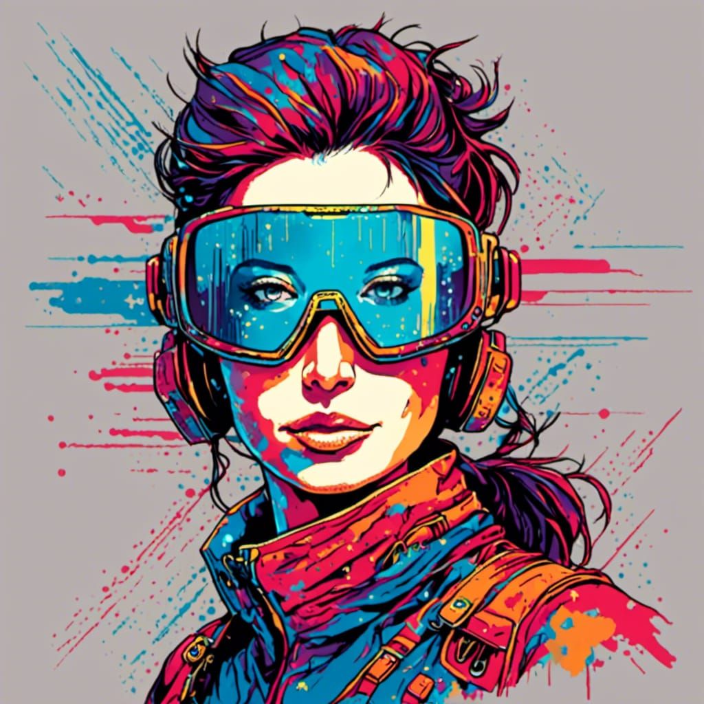 Goggled Circuitry Mask in Moebius Style