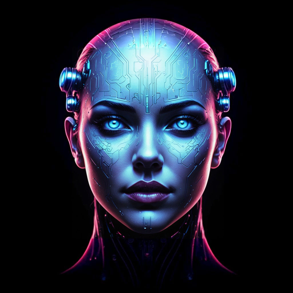 Cyberpunk Heroine Logo in Stunning Digital Matte Painting St...