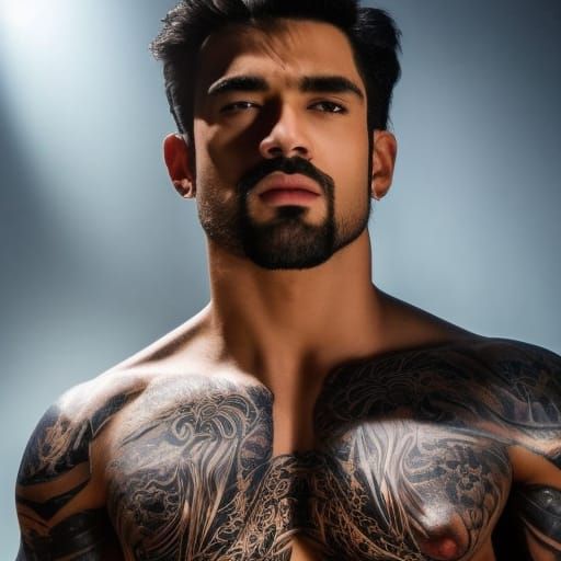 Elegant Man with Feather Wings in Fantasy Style