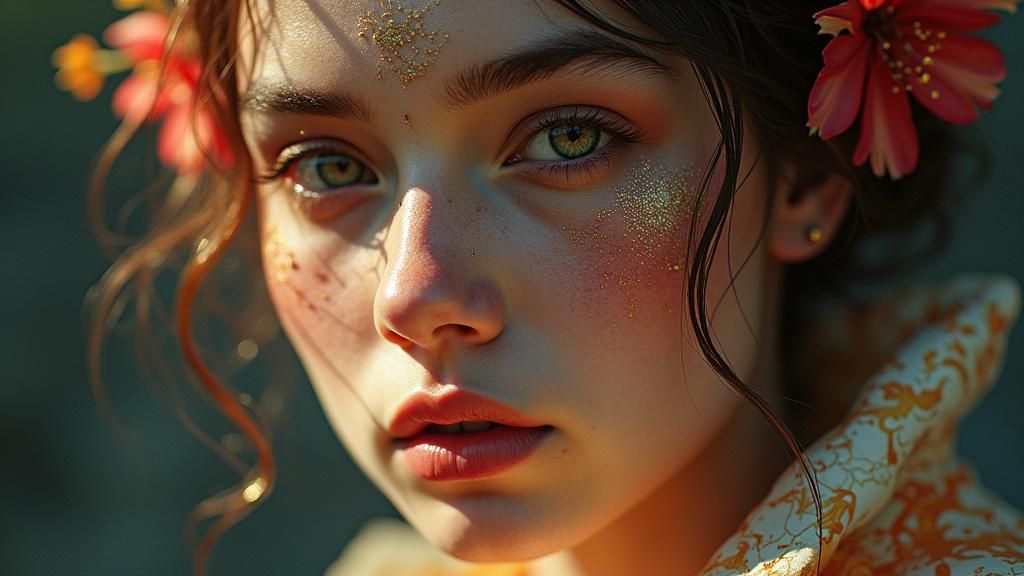 Hyperrealistic Portrait in Art Nouveau Cyberpunk Style