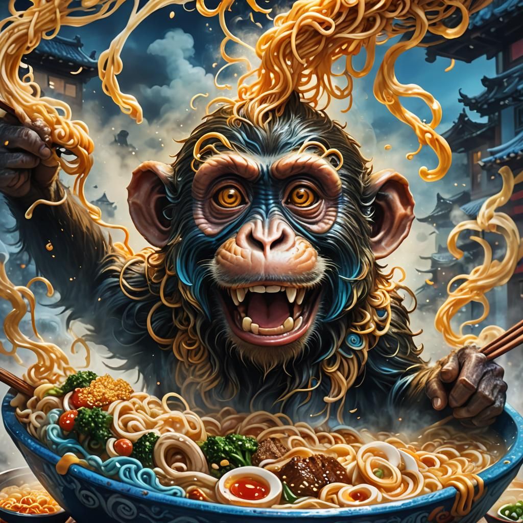 Ramen Monkey Concept Art in Fantasy Style