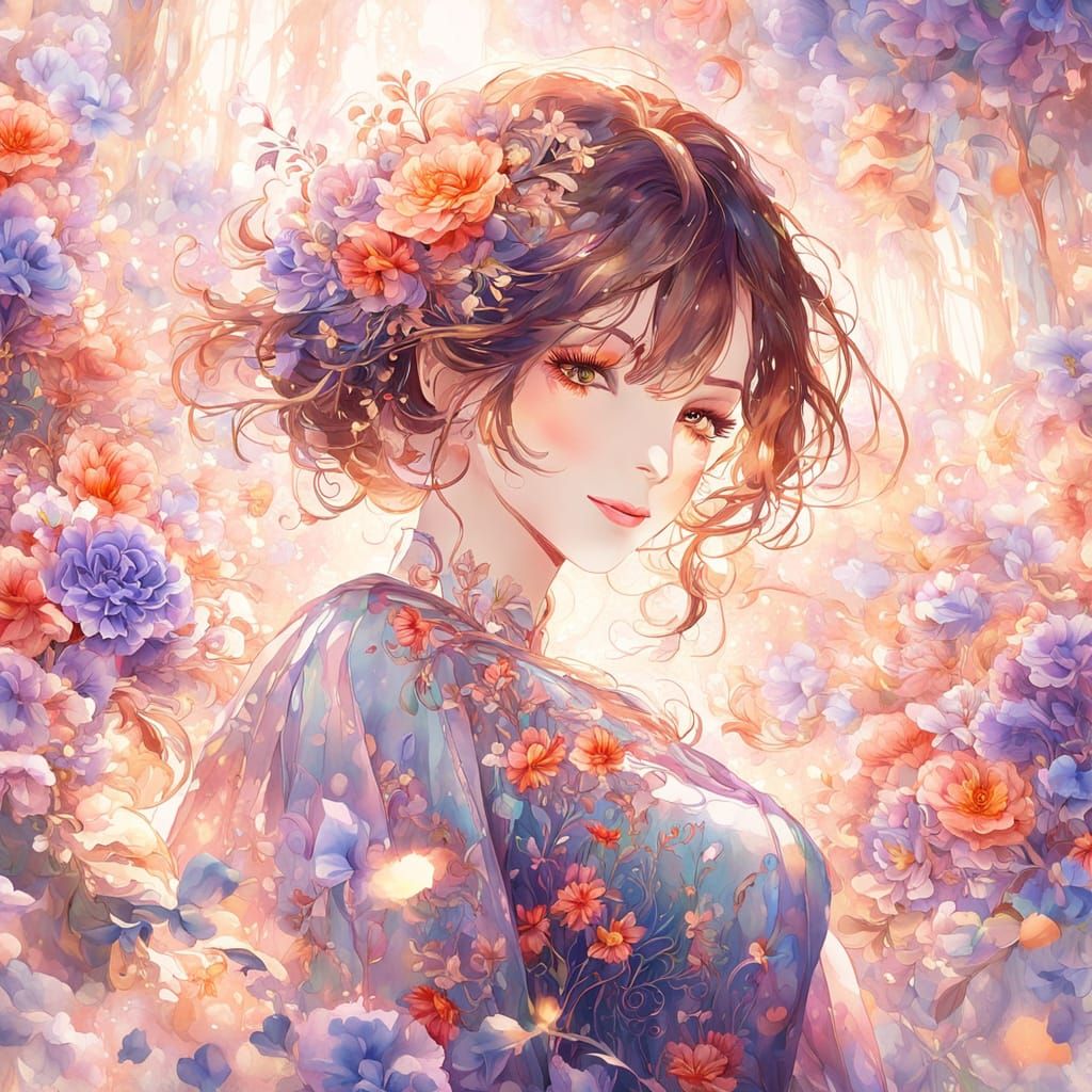 Dreamy Floral Fantasy in Watercolor Style