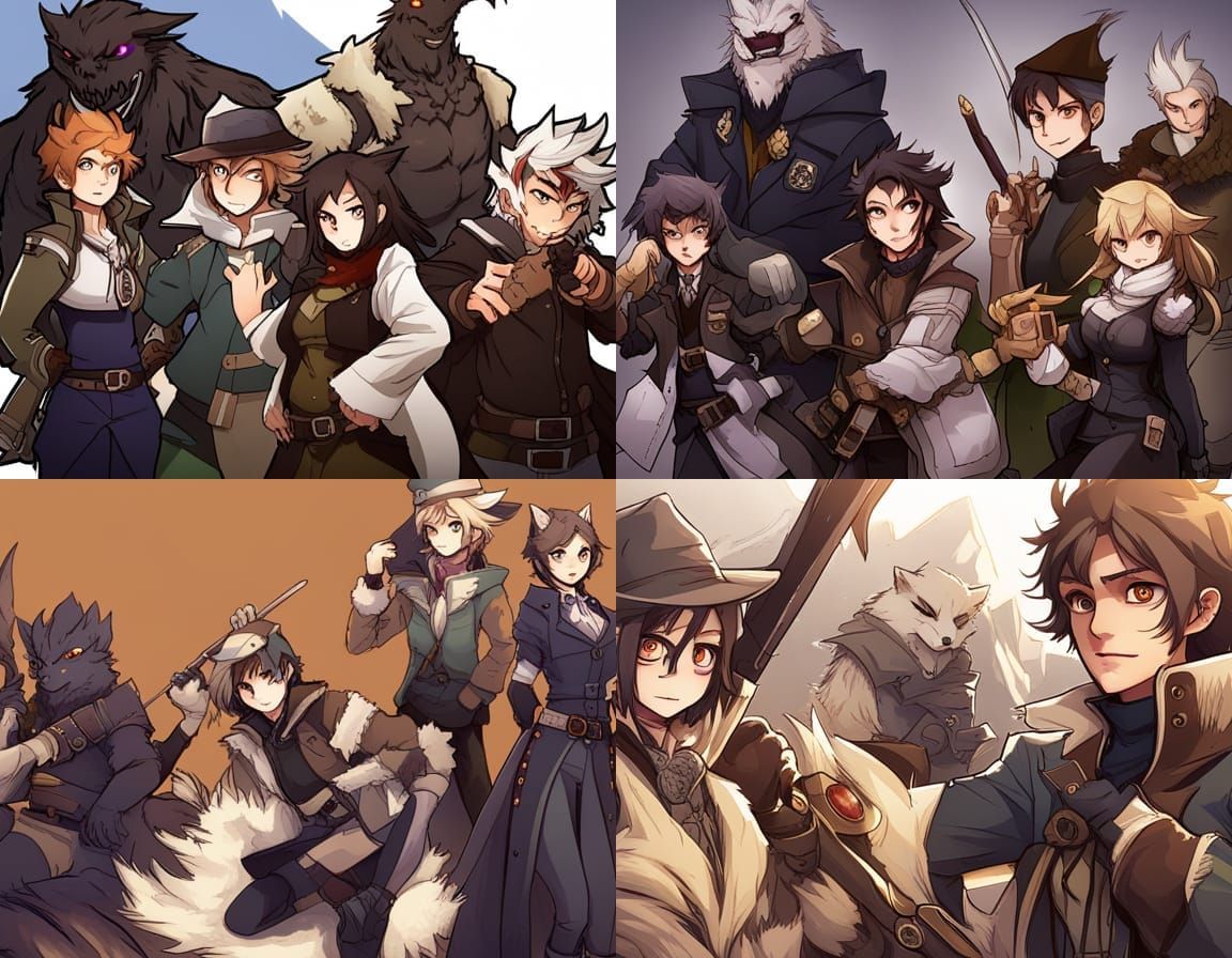 Anime Style D&D Party: Gunslinger, Investigator, Ranger