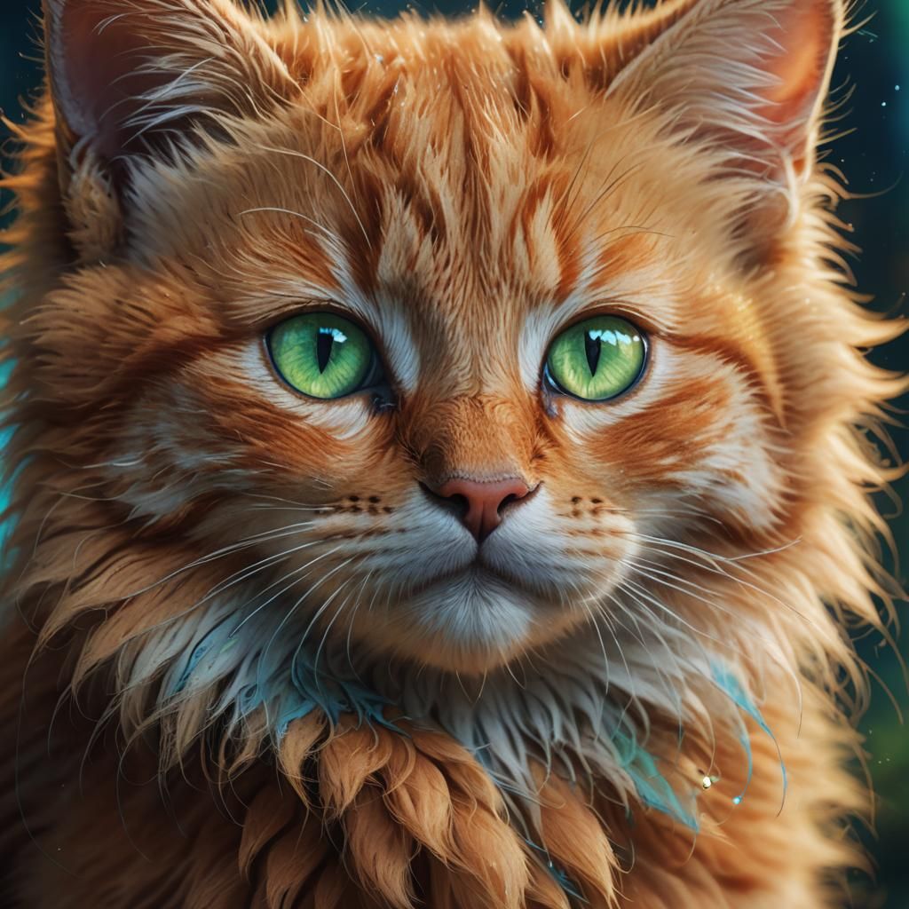 Ginger Kitten Portrait in Fantasy Style