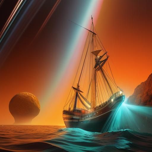 Titanic's Illuminated Collision: Hyperrealistic Digital Illu...