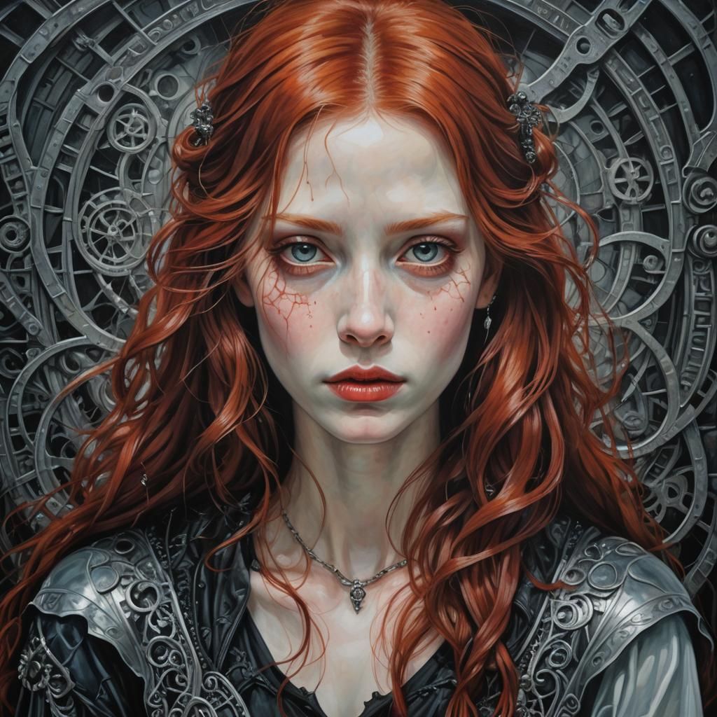 Gothic Oil Painting of a Czech Woman