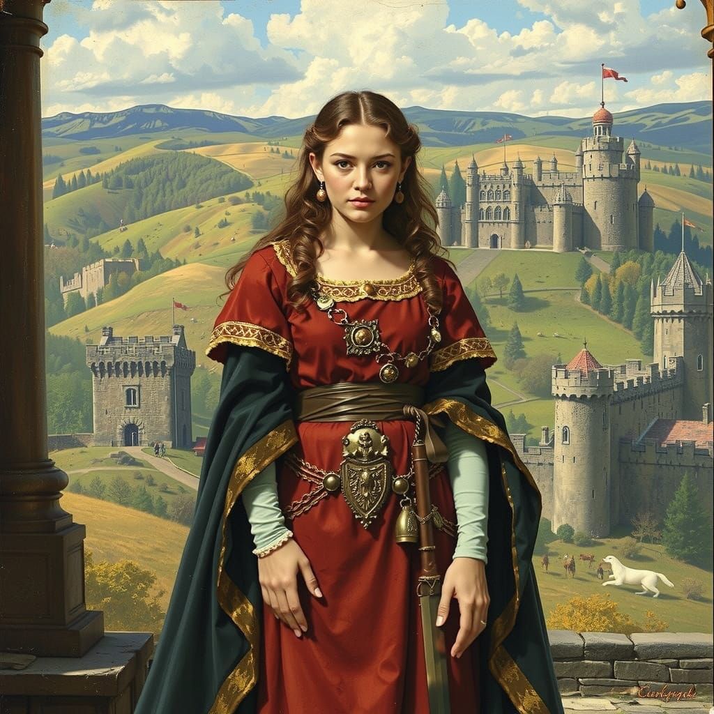 Welsh Princess Gwenllian ferch Gruffydd in Traditional Attir...