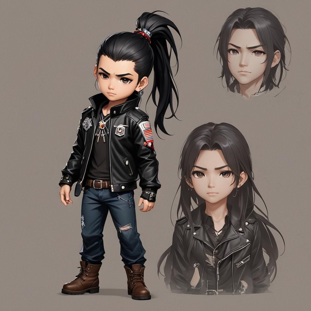 Chibi Mixed Heritage Biker in 3D Anime Style