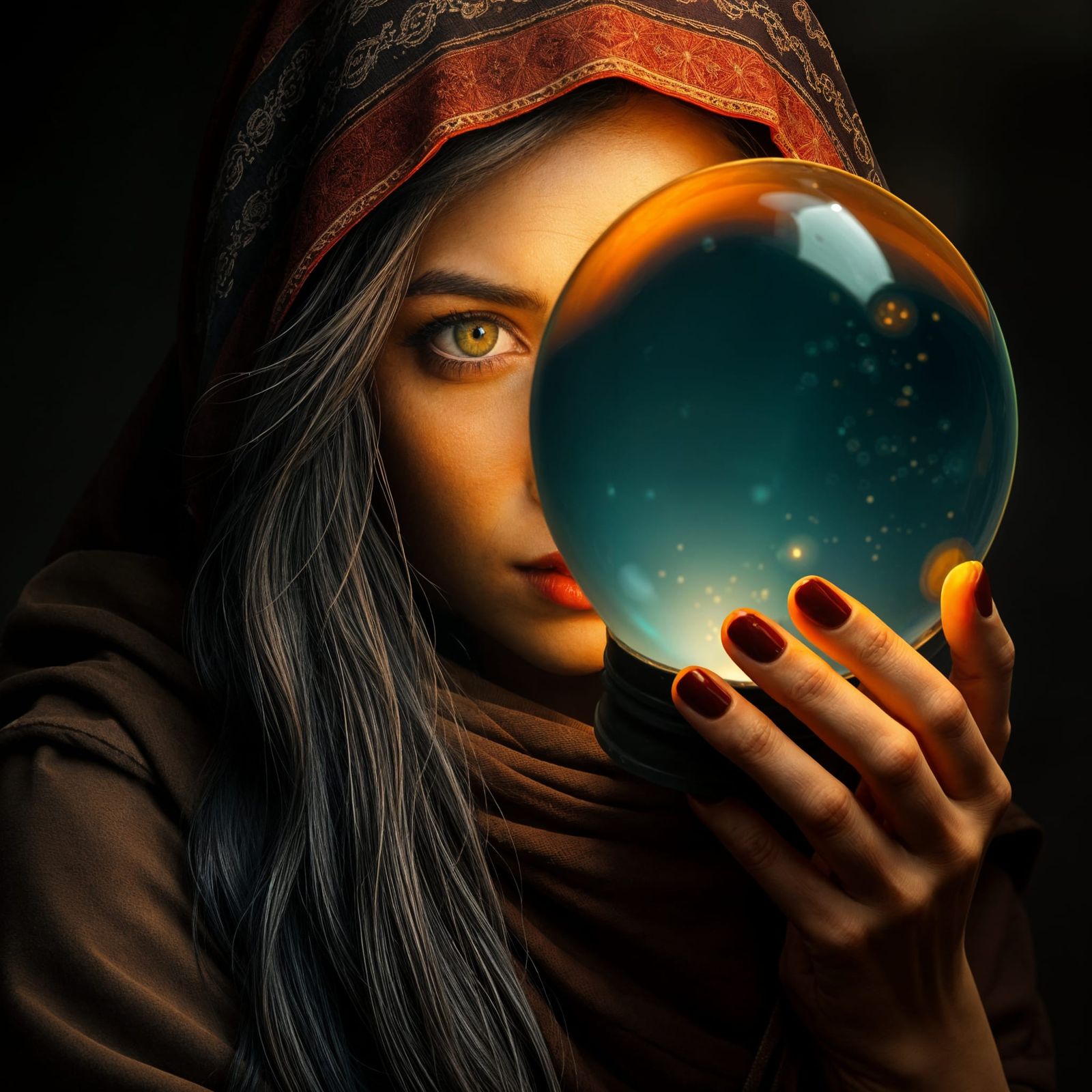 Mystical Seeress in Golden Desert Light