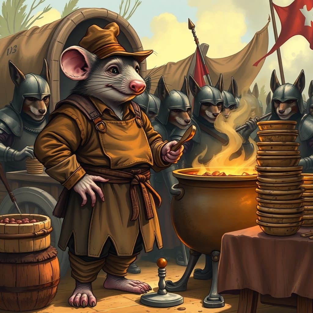 Rat Chef in Whimsical Medieval Setting