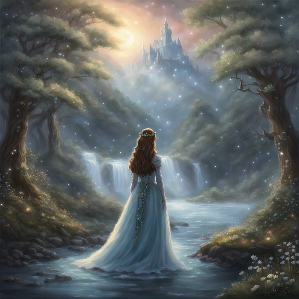 Moonlit Princess Under Starlight