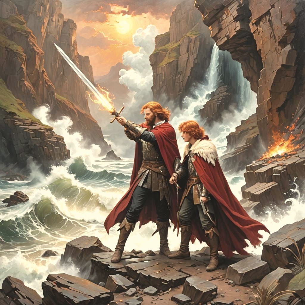 Wayland Teaches Tristan Sword Enchanting: Fantasy Painting