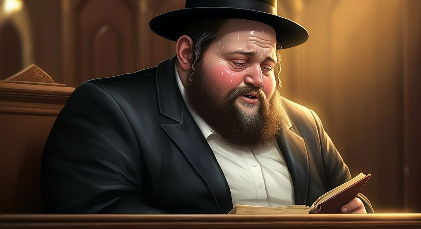Digital Realistic Comic-Style Portrait of a Hasidic Man in S...